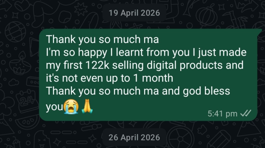 Mentee made ₦122,000 in under 1 month